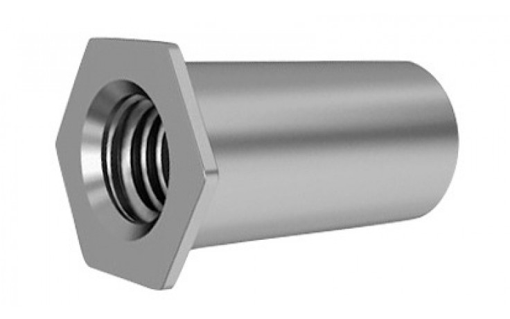 Einpressgewindebuchse - offen - Stahl - verzinkt blau - M5 X 18