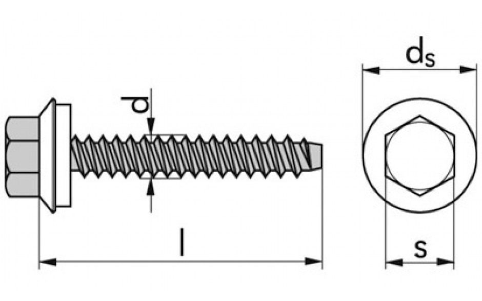 Fassadenbauschraube Form BZ mit EPDM Dichtscheibe Ø16 - A2 - 6,3 X 64