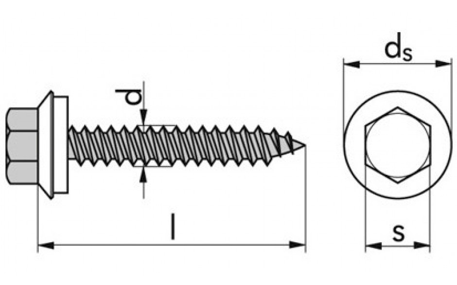 Fassadenbauschraube Form A mit EPDM Dichtscheibe Ø16 - A2 - 6,5 X 32
