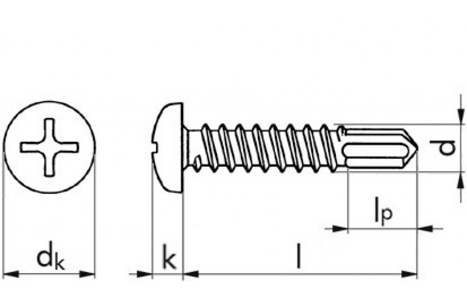 Bohrschraube Linsenkopf DIN 7504N - A2 - 4,2 X 13 - PH