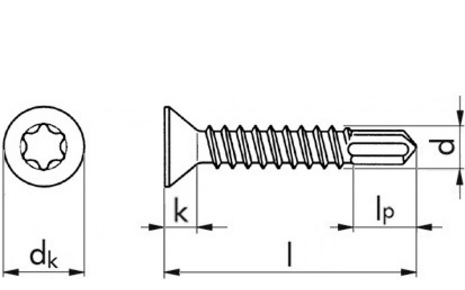 Bohrschraube Senkkopf ~ DIN 7504P - A2 - 3,5 X 16 - TX10