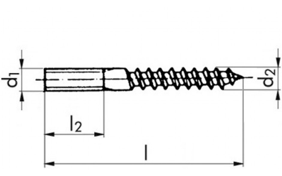 Stockschraube mit 6KT-Schlüsselfläche - Stahl - verzinkt blau - 8 X 180 - SW6/TX25
