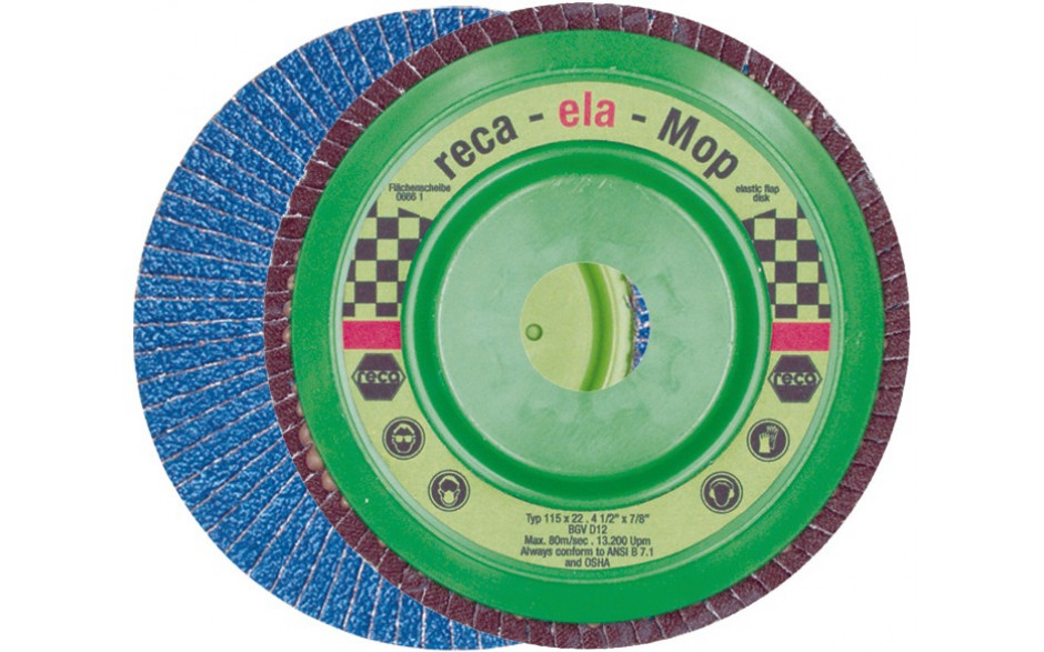 RECA Ela-Mop 6° Zirkonkorund gewölbt Durchmesser 115 mm Bohrung 22,23 mm Korn 80