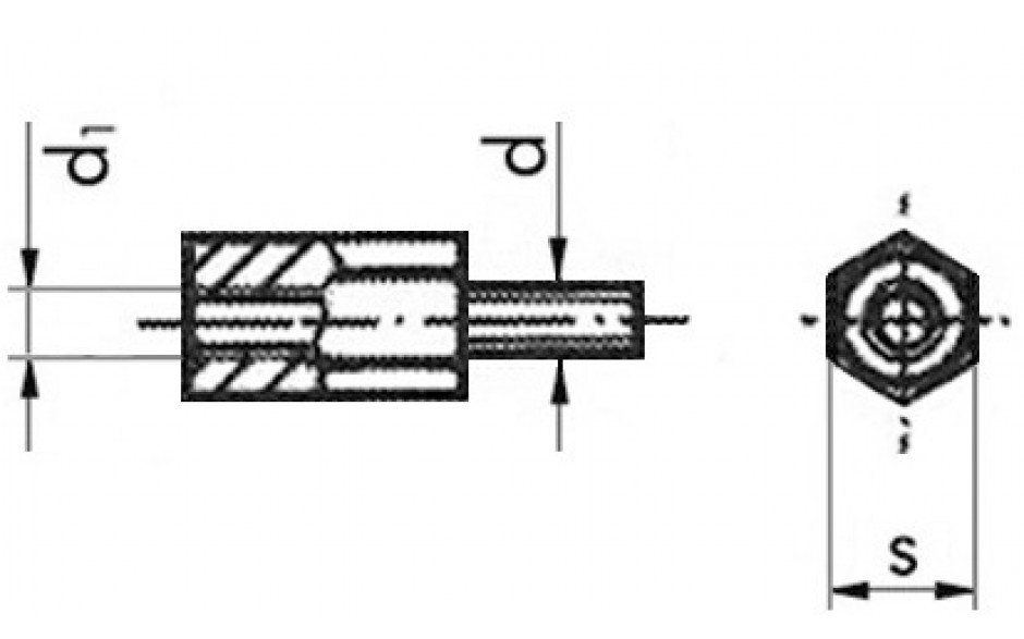 Vergrößerungsstück mit Außensechskant - Stahl - verzinkt blau - Außengewinde M10/Innengewinde M8