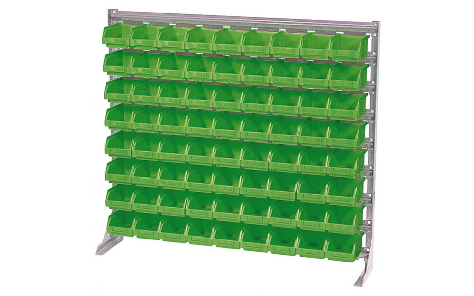 Kleinteilregal Modell mit 72 Kunststoff-Lagerkästen grün Größe 4