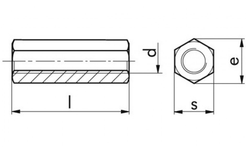 Sechskantmutter DIN 6334 - A2 - M10 X 30