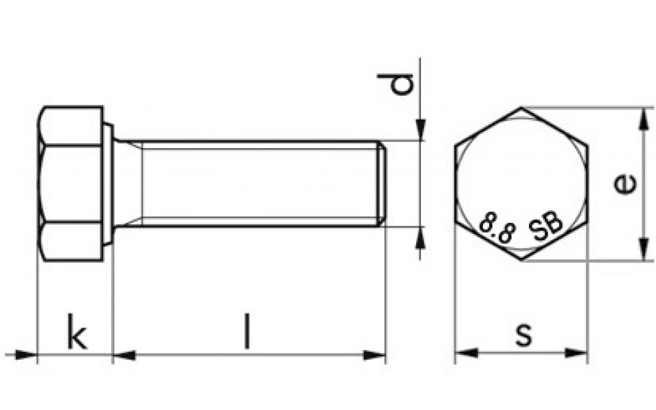 SB-Garnitur Sechskantschraube-Mutter EN 15048 - ISO 4017 - 8.8U/ ISO 4032 - 8 - feuerverzinkt - M12 X 70 - CE