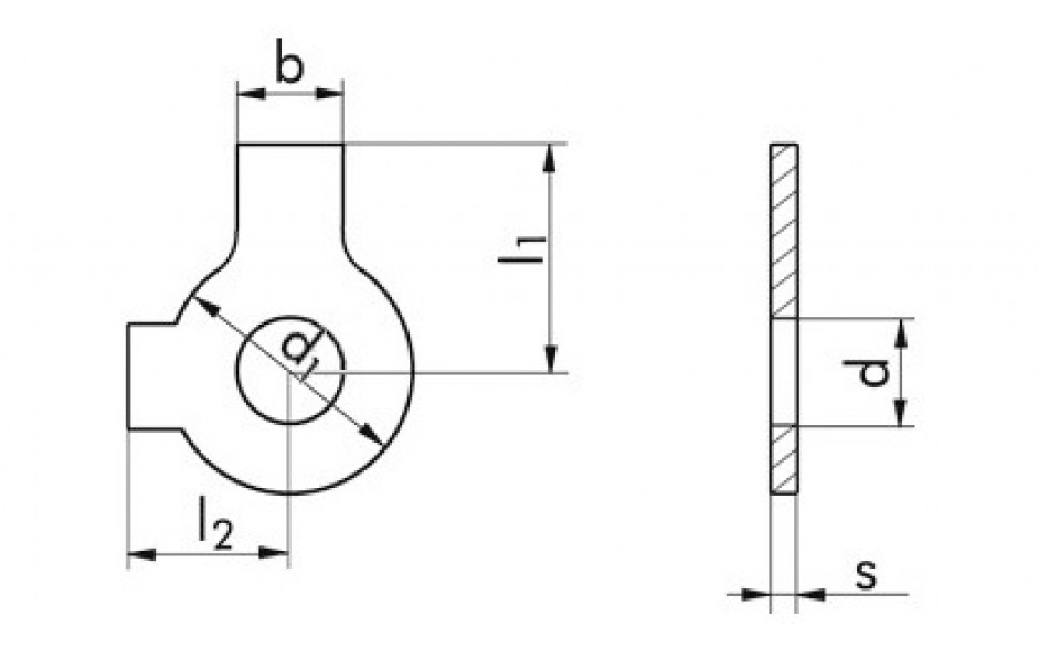 Sicherungsblech mit 2 Lappen DIN 463 - A2 - M10=10,5mm