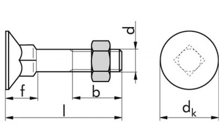 Senkschraube DIN 608 - 4.6 - blank - M10 X 50 - mit Mutter