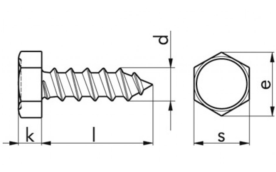 Sechskant-Blechschraube DIN 7976C - A2 - 4,2 X 13