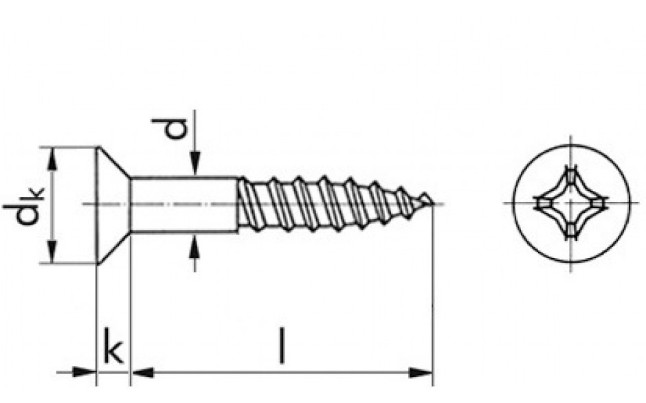 Senk-Holzschraube DIN 7997 - A2 - 3 X 30 - PZ