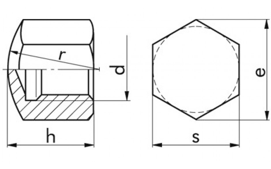 Hutmutter DIN 917 - Messing - blank - M16