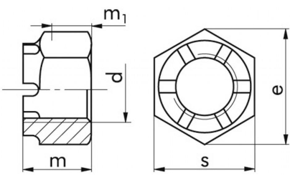 Kronenmutter DIN 935 - A2 - M30