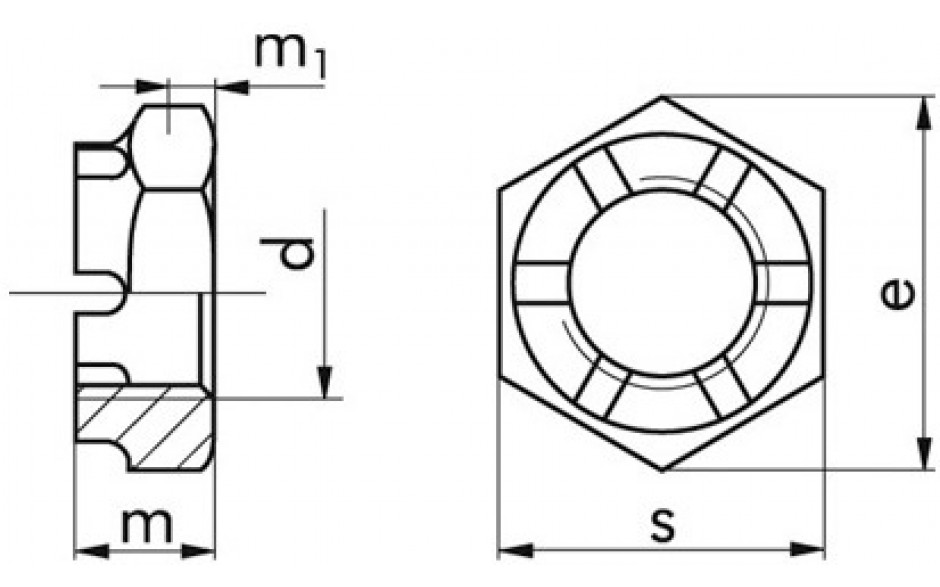 Kronenmutter DIN 937 - 17H - blank - M36