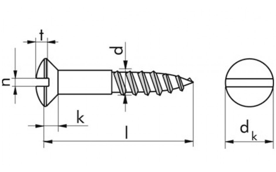 Linsensenk-Holzschraube DIN 95 - Messing - vernickelt - 4 X 50