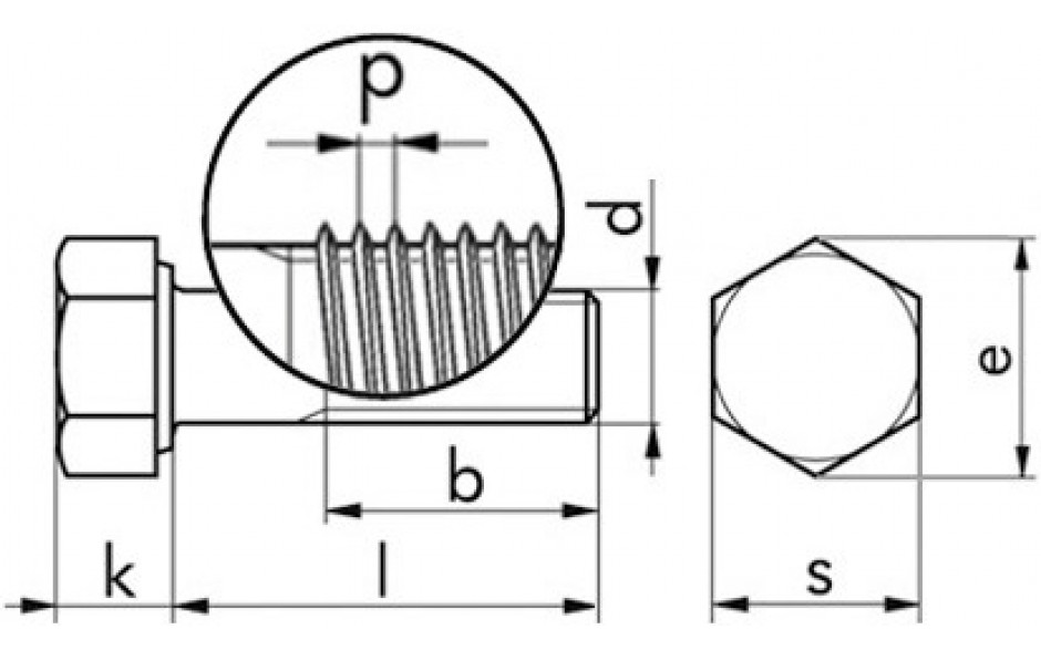 Sechskantschraube DIN 960 - 8.8 - blank - M12 X 1,5 X 60