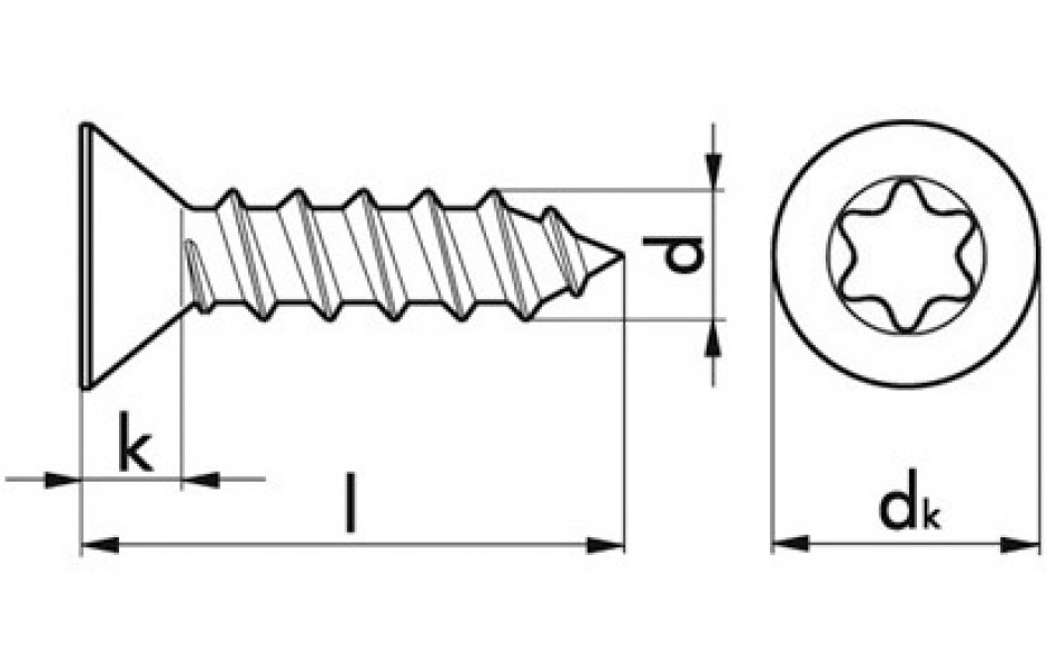 Senk-Blechschraube ISO 14586C - A2 - 3,5 X 9,5 - TX15