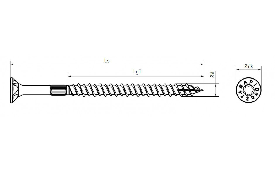 Holzbauschraube RAPID® - Senkfrästaschenkopf - YellWin500 - 8 X 90/50 - TX40 - ETA 12/0373