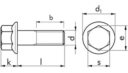 Sechskantschraube mit Flansch und Unterkopfverzahnung ~ DIN 6921 - A2-70 - M6 X 25