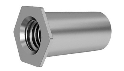 Einpressgewindebuchse - offen - Stahl - verzinkt blau - M5 X 18