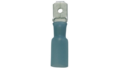 Flachsteckzunge mit Schrumpfschlauch 6,3 mm - blau - für Kabelquerschnitt 1,5 - 2,5 mm²