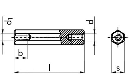 Abstandsbolzen mit beidseitigem Innengewinde - Stahl - verzinkt blau - Schlüsselweite 5,5 - M3 X 20-20