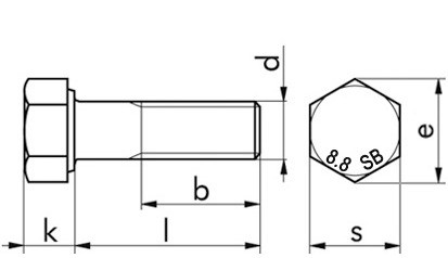 SB-Garnitur Sechskantschraube-Mutter EN 15048 - ISO 4014 - 8.8U/ISO 4032 - 8 - feuerverzinkt - M16 X 60 - CE