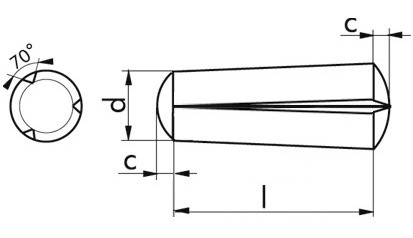 Kegelkerbstift DIN 1471 - Stahl - blank - 4 X 20
