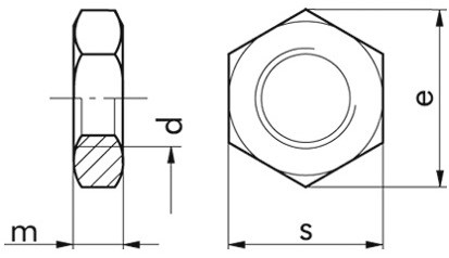 Niedrige Sechskantmutter DIN 439B - 04 - blank - M10 X 1