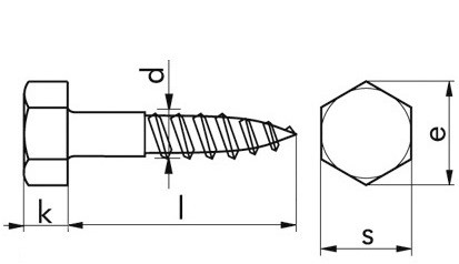 Sechskant-Holzschraube DIN 571 - A2 - 5 X 45