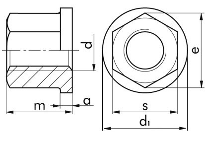 Sechskantmutter mit Bund DIN 6331 - 10 - blank - M20