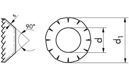 Fächerscheibe DIN 6798V - A2 - M5=5,3mm