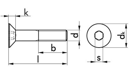 Senkschraube mit Innensechskant ISO 10642 - 08.8 - blank - M6 X 30
