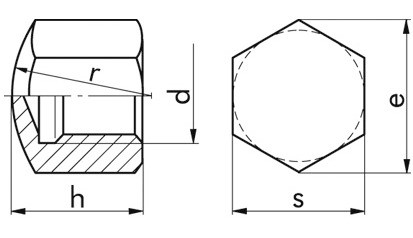 Hutmutter DIN 917 - Messing - blank - M4