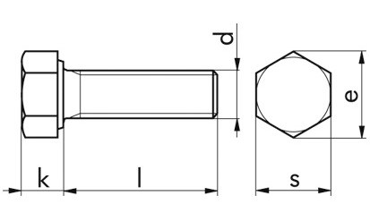 Sechskantschraube ISO 4017 - 8.8 - Zinklamelle silber+Topcoat - M6 X 8