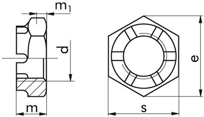 Kronenmutter DIN 937 - 17H - blank - M14 X 1,5