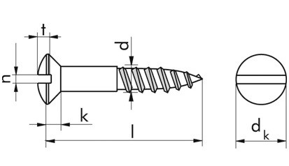 Linsensenk-Holzschraube DIN 95 - Messing - vernickelt - 5 X 60