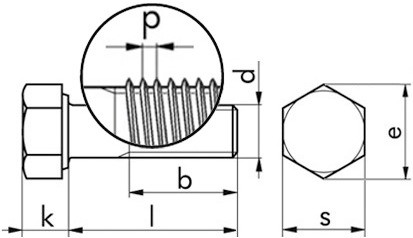 Sechskantschraube DIN 960 - 10.9 - blank - M12 X 1,5 X 35 - ls=8