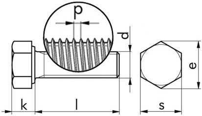 Sechskantschraube DIN 961 - 8.8 - blank - M12 X 1,5 X 50